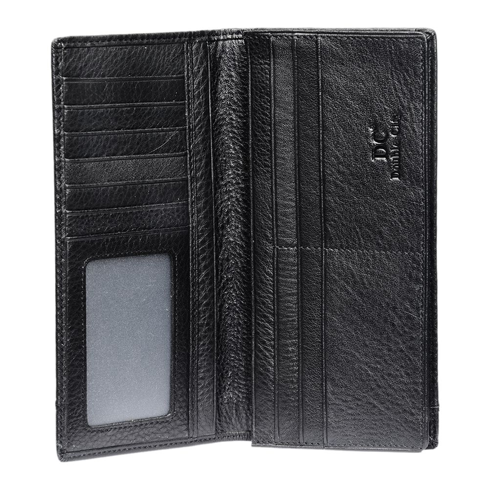 Портмоне (кошелек, бумажник) с отделениями для бумажных денег, мелочи и пропуска, натуральная кожа, цвет черный, артикул 120-DC24-19A